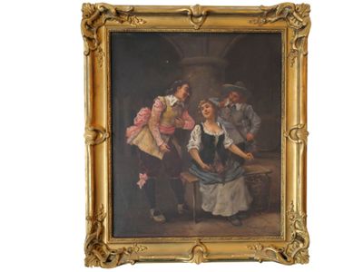 HENRION, XIXe siècle Scène galante en cuisine