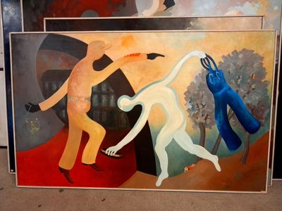 * Robert JONQUET (1920-2018) - Le travail - Huile sur toile …