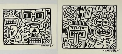 deux dessins en noir et blanc, de formes et de tailles différentes