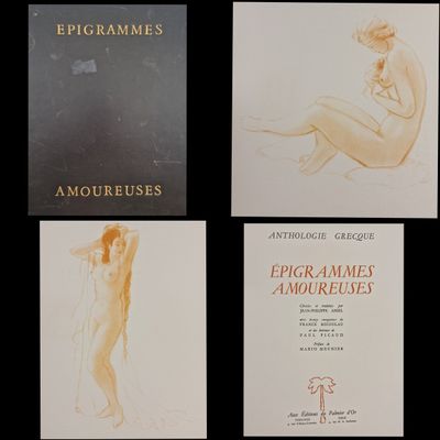 quatre livres sur fond noir, avec le dessin d'une femme nue