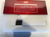 a red box with a black and white clock on it