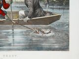 illustration of a man and a woman in a boat with a fish
