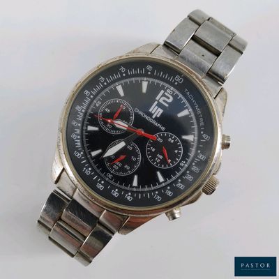 LIP chronographe, montre pour homme en acier à cadran noir e…