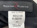 the label on a black jacket reads regina rubens, made in france