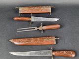 five different types of knifes are lined up on a table