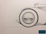 drawing of a car with a flat tire on a white paper