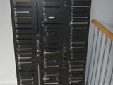 an image of a black filing cabinet in a room
