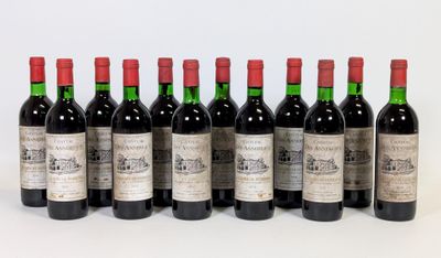 six bouteilles de vin alignées sur une surface blanche