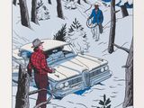an image of a man standing next to a car in the snow