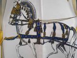 a drawing of a horse pulling a carriage with a man on it