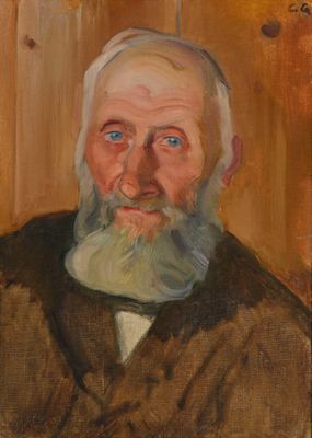 portrait d'un vieil homme barbu vêtu d'un manteau marron