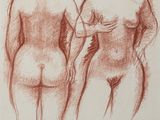 drawing of a couple of women standing next to each other