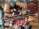 a table with a lot of different items on it
