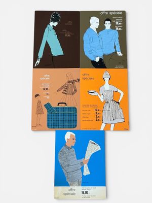 Lot de 5 affiches publicitaires sérigraphiés au printemps « …