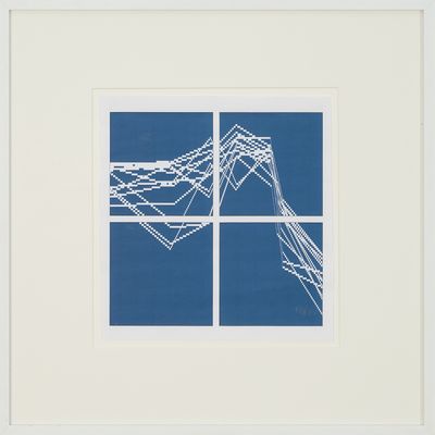 a picture of a picture of a window with a blue sky in the background