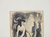 an image of a drawing of a woman sitting on a chair