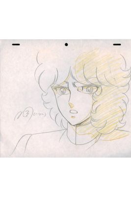 drawing of a woman with blonde hair and glasses on a piece of paper