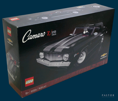 a black box with a black and white car inside of it