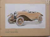 a drawing of an old car in a book