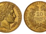 une pièce d'or à l'effigie d'une femme coiffée d'une couronne