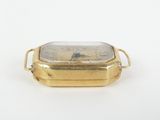 an image of a gold plated watch with a glass case