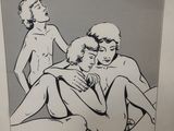 une image représentant un dessin en noir et blanc de deux femmes et d'un homme