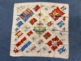 an image of a handkerchief with a picture of a train on it