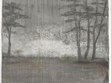 une image représentant un tableau avec deux arbres au milieu d'un champ