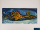 une peinture représentant un poisson allongé par terre