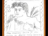 drawing of a man in a bow tie holding a cigarette in his hand