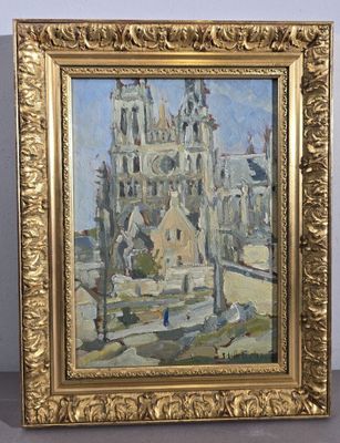 une image représentant un tableau d'une église dans un cadre doré