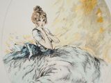painting of a woman sitting on the back of a large animal