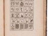 an old book with a picture of animals and birds on it