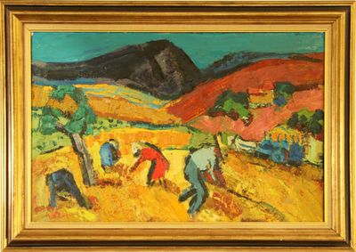 Pierre AMBROGIANI (1907-1985). La moisson. Huile sur toile s…
