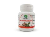 un flacon de gélules d'ashwagandha sur fond blanc