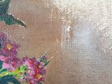 a painting of flowers in a vase on a table