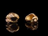 pair of 18k yellow gold earrings with diamonds and pearls