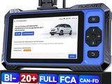 un gros plan d'un scanner automobile avec un écran bleu