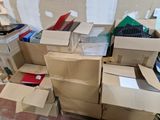 a pile of boxes that are sitting on the floor