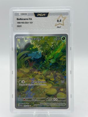 a close up of a pokemon card in a plastic case