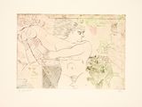 dessin représentant une femme assise sur une chaise devant un tableau