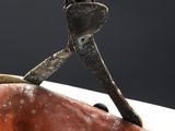 a close up of a pair of shoes that are on a table