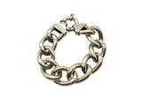 a close up of a chain bracelet on a white background