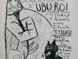 an image of a black and white drawing of a man and a cat