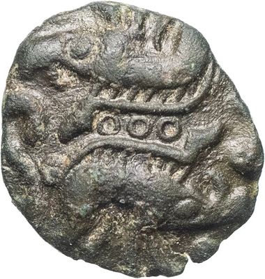 a silver coin with a snake on it