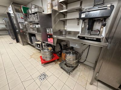 a kitchen with a lot of stainless steel appliances in it
