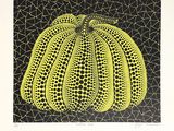 an image of a painting of a yellow pumpkin on a black background