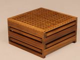 square bamboo coaster with lattice pattern