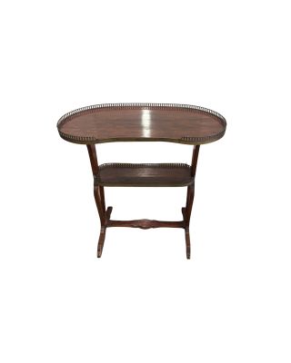 Table Rognon à 2 plateauxceintrés d'une galerie en laiton - …