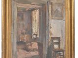 une image représentant un tableau d'un salon avec un canapé et un fauteuil